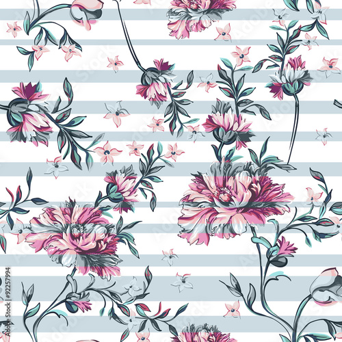 decorative flowers with stripe on a white background