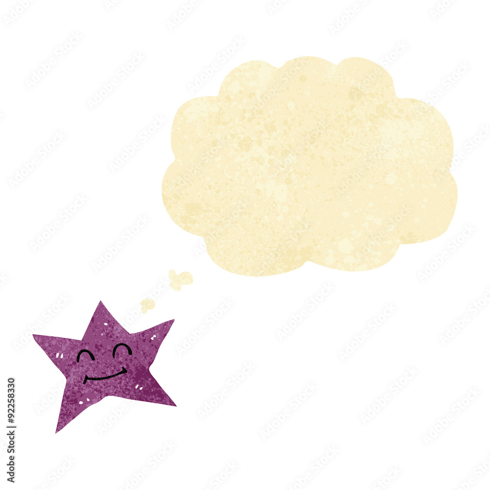 Obraz premium cartoon star character with thought bubble
