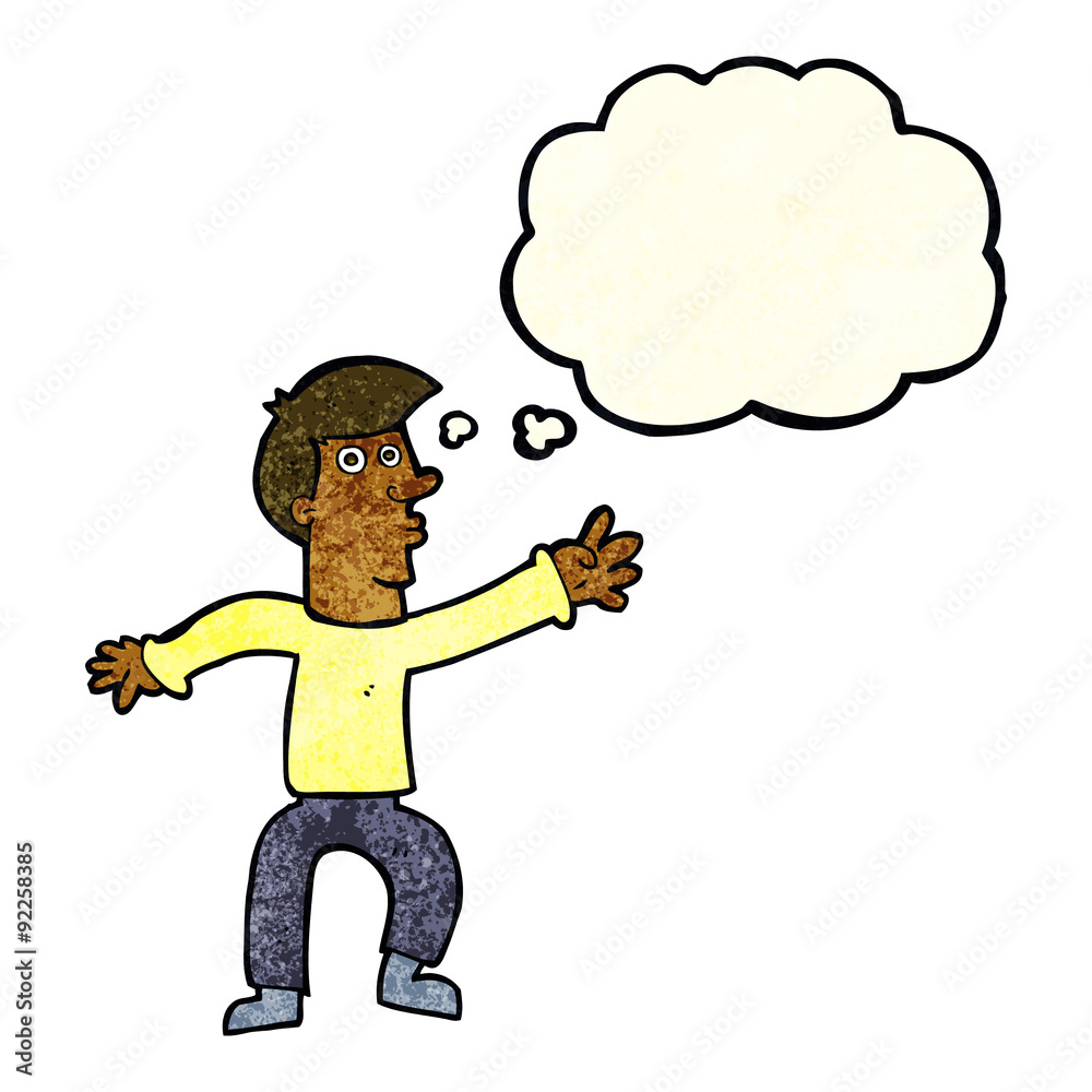 cartoon reaching man with thought bubble cartoon reaching man with thought bubble