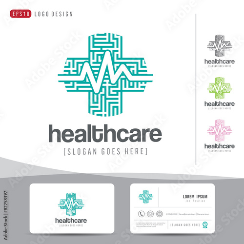 logo design medical healthcare or hospital and business card template clean and modern pattern,vector illustrator