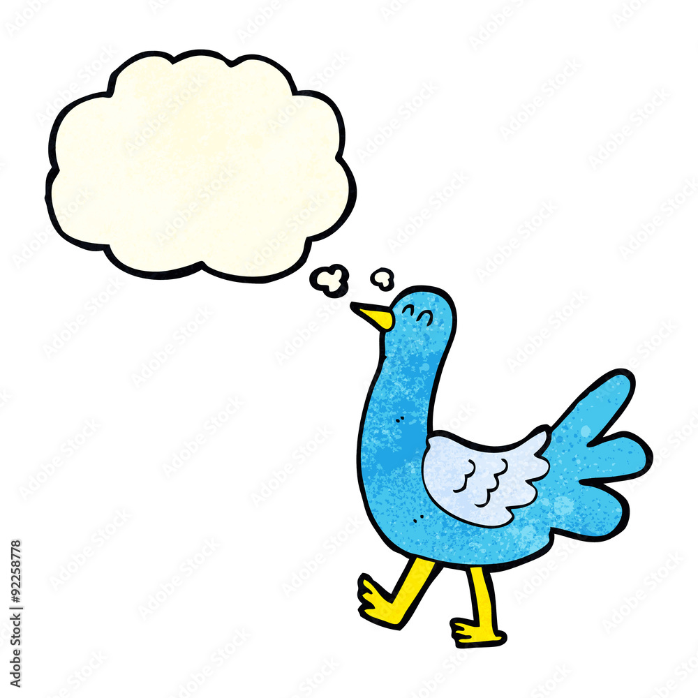 cartoon walking bird with thought bubble cartoon walking bird with thought bubble