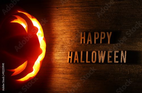 Spooky Halloween background with jack o lantern - Happy Hallowee
