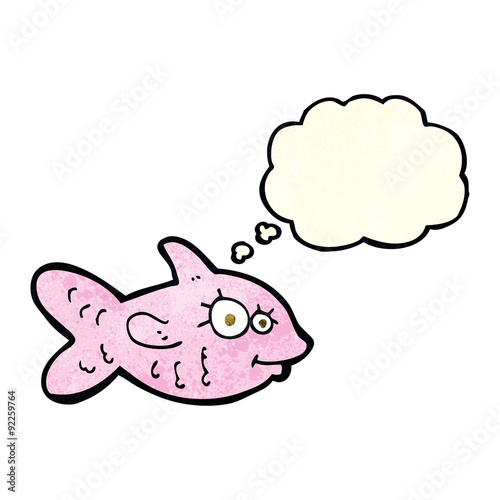 cartoon happy fish with thought bubble