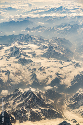 Aerial view of mountain range in Leh, Ladakh, India. photo