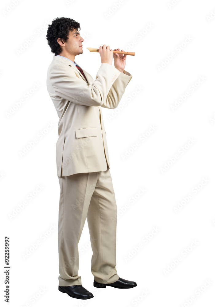 Obraz premium Businessman play fife