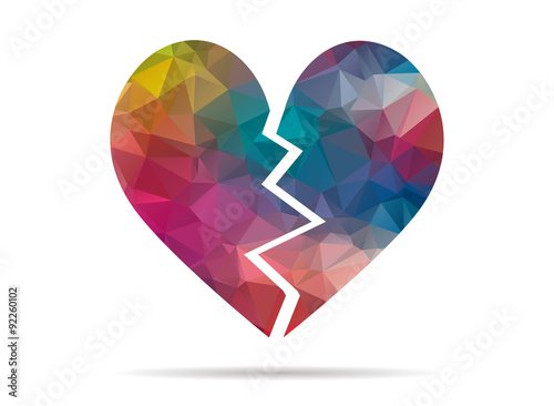 low poly broken heart icon