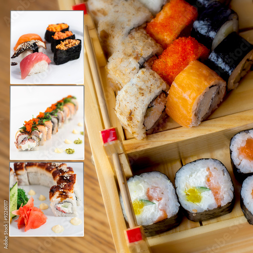 assorted sushi collage photo set photo