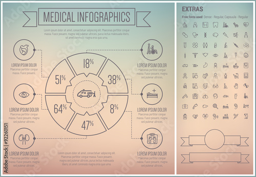 Medical Line Design Infographic Template photo