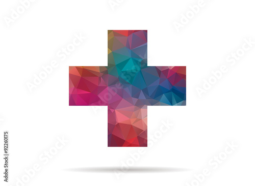 low poly colorful cross icon
