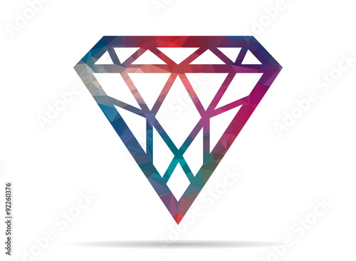 low poly diamond colorful icon
