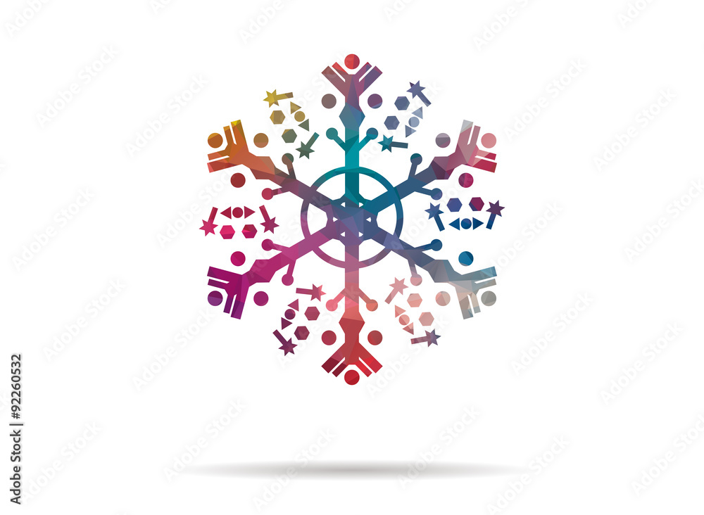 low poly icon colorful abstract snow flake