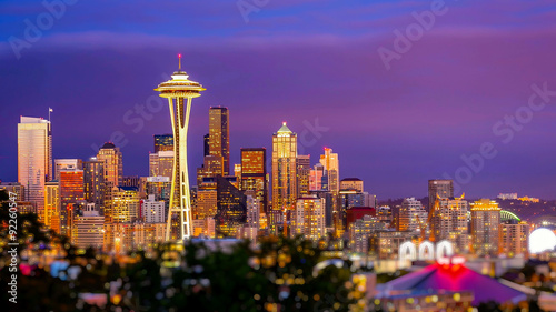 Seattle Skyline at Sunset photo