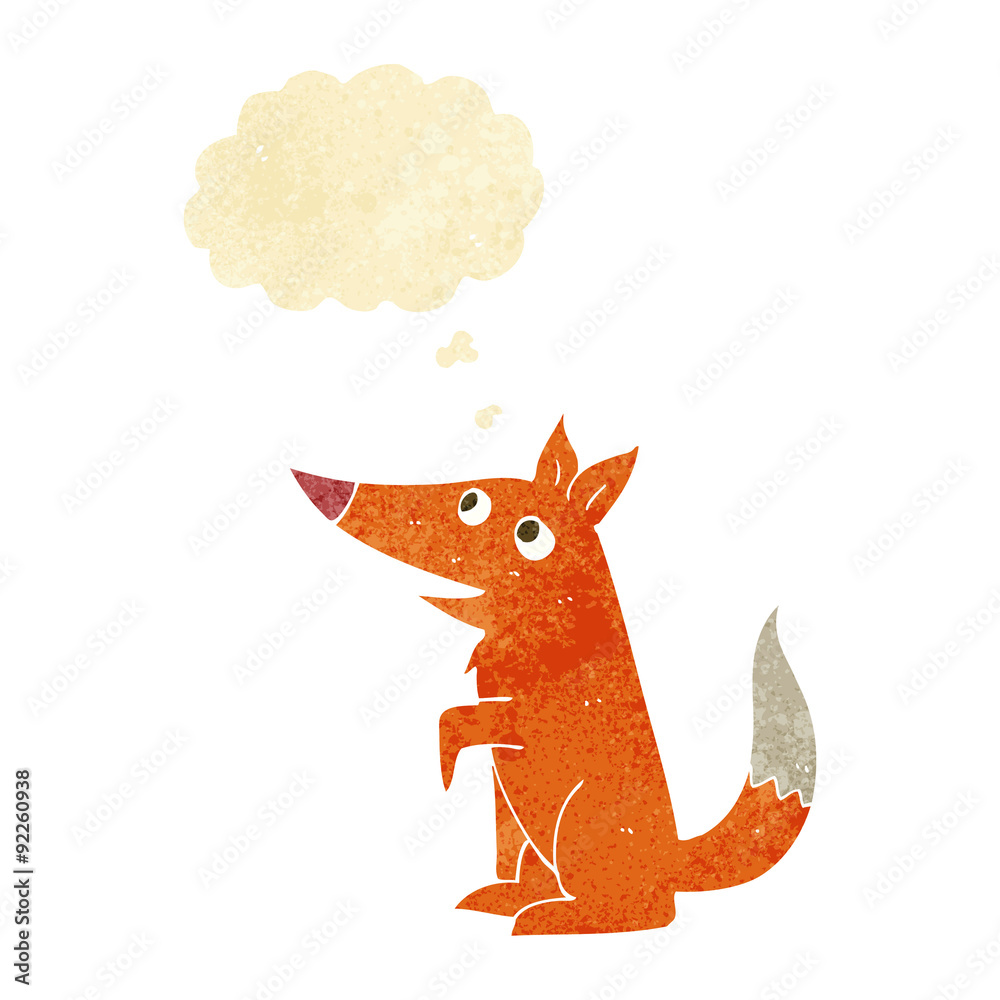 cartoon fox cub with thought bubble cartoon fox cub with thought bubble