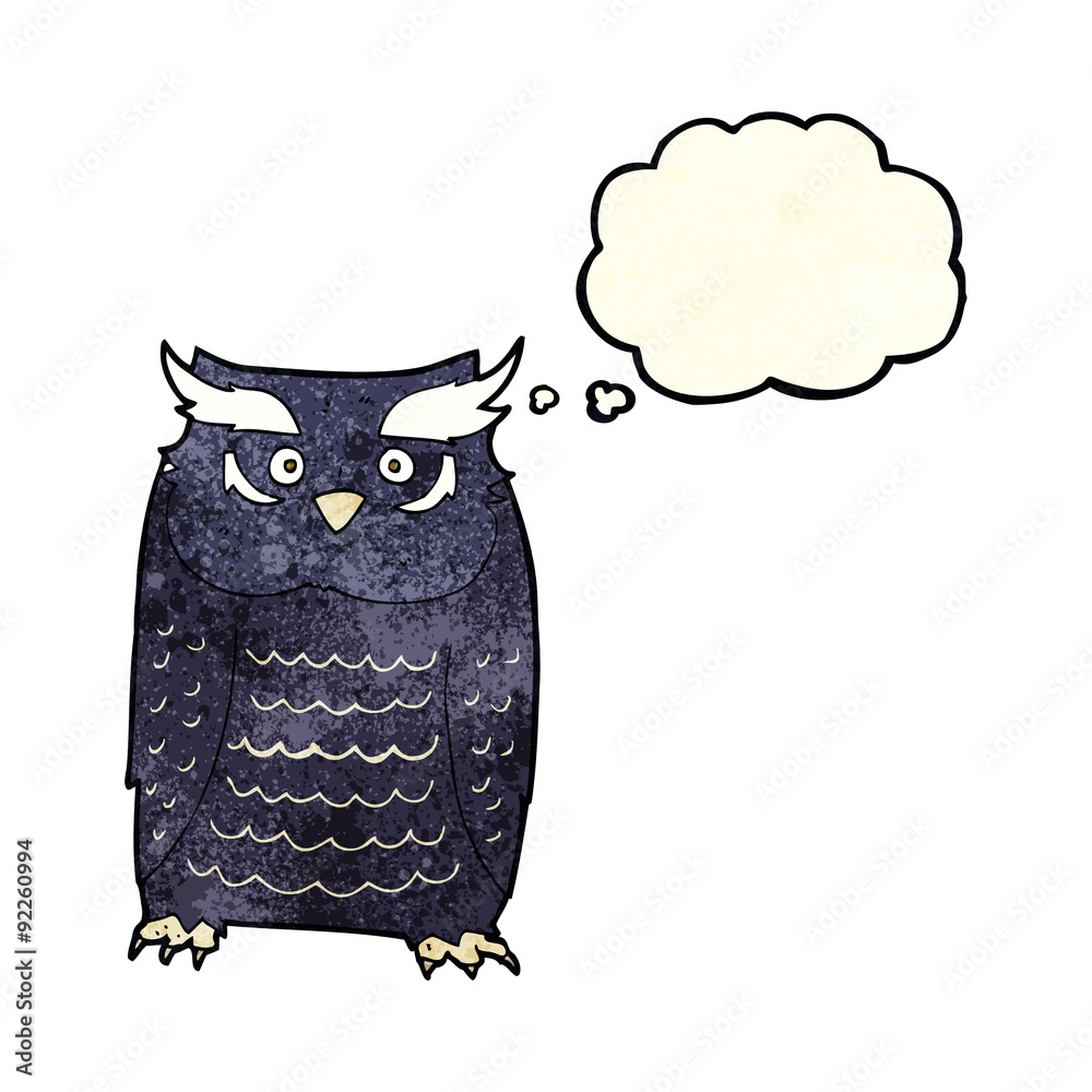 cartoon owl with thought bubble cartoon owl with thought bubble