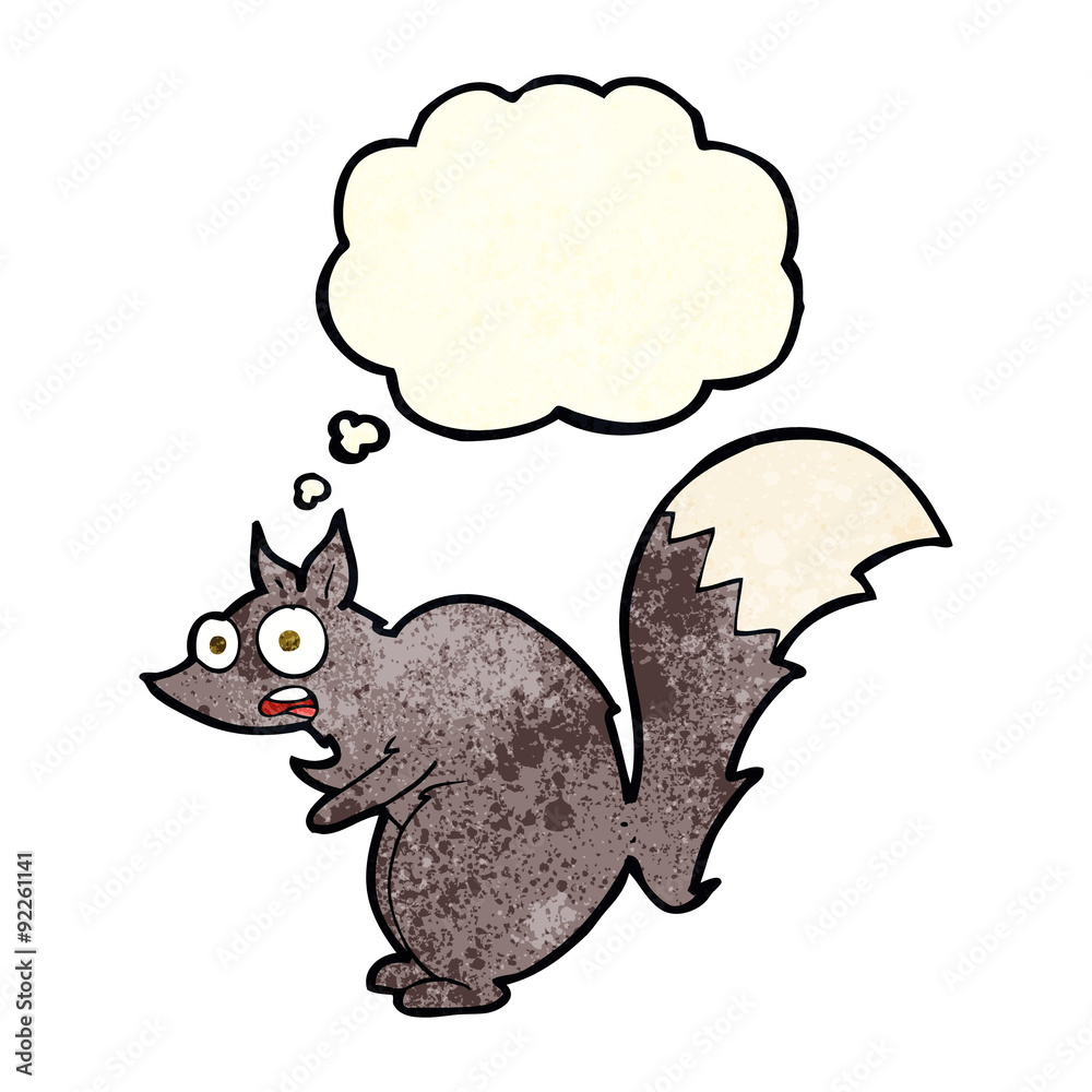 Obraz premium funny startled squirrel cartoon with thought bubble