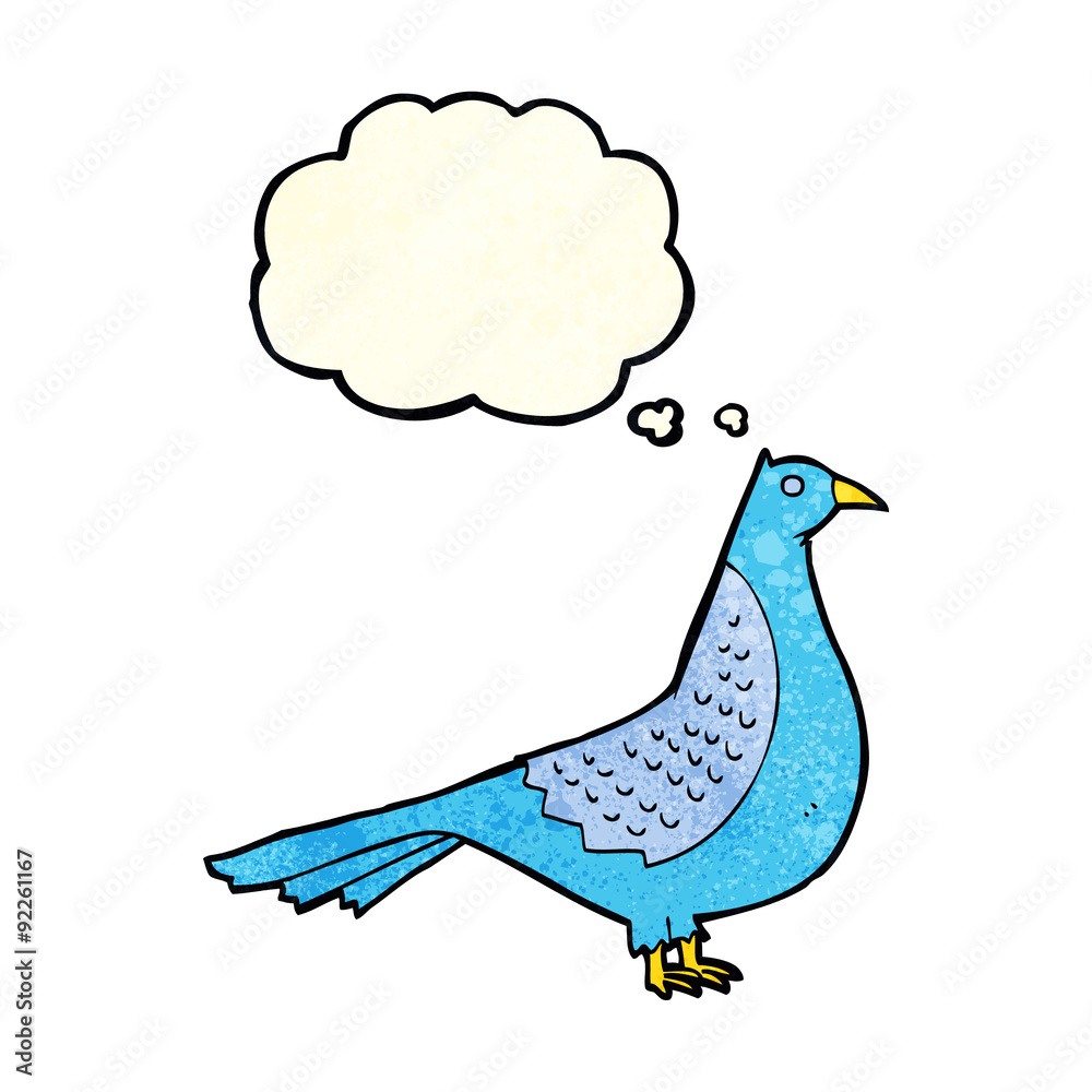 cartoon bird with thought bubble cartoon bird with thought bubble
