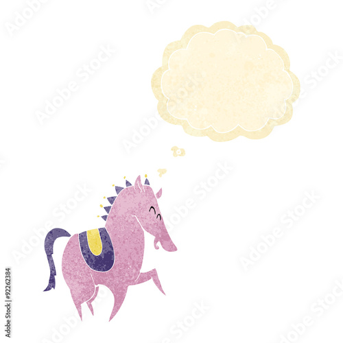 cartoon prancing horse with thought bubble