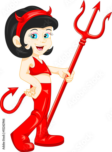 sexy devil cartoon holding trident