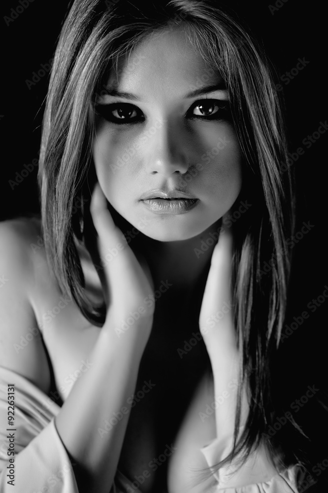 Portrait of beautiful woman, bw Portrait of beautiful woman, bw