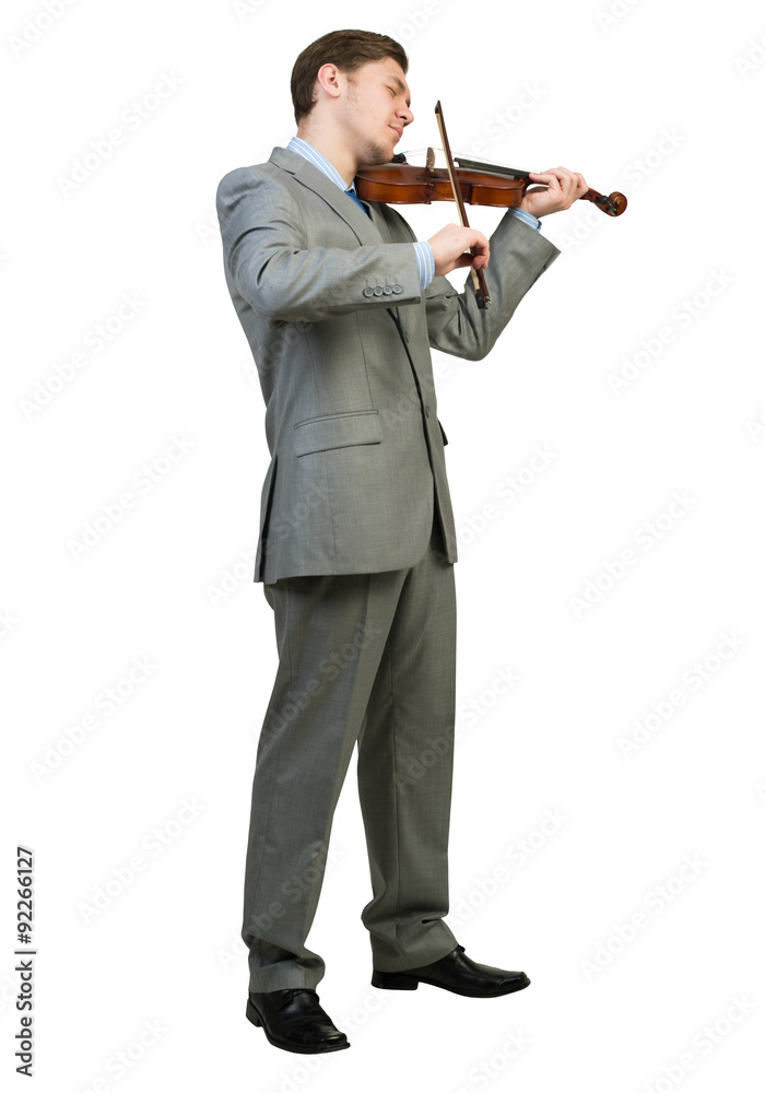 Businessman playing violin