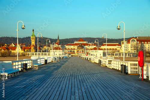 View from the pier on the beautiful architecture of Sopot, Poland. © Nightman1965