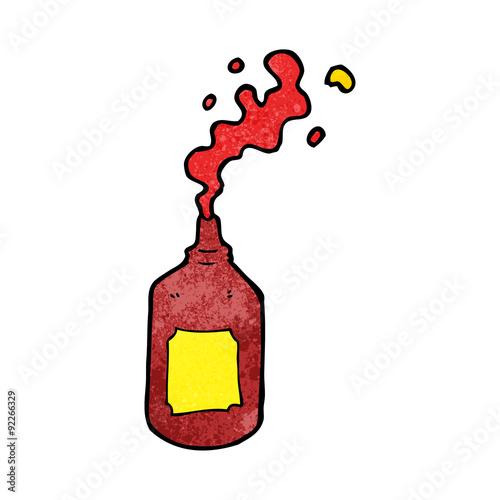 cartoon squirting ketchup bottle