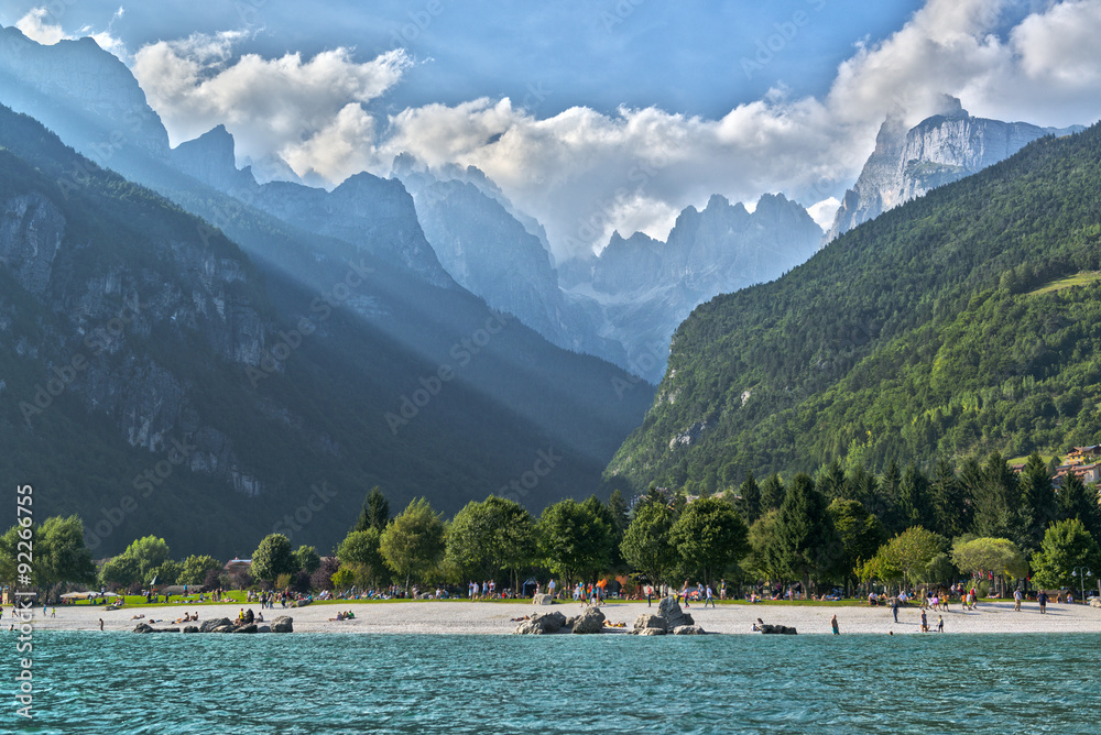 Landscape of the Molveno Lake, Trentino - Italy