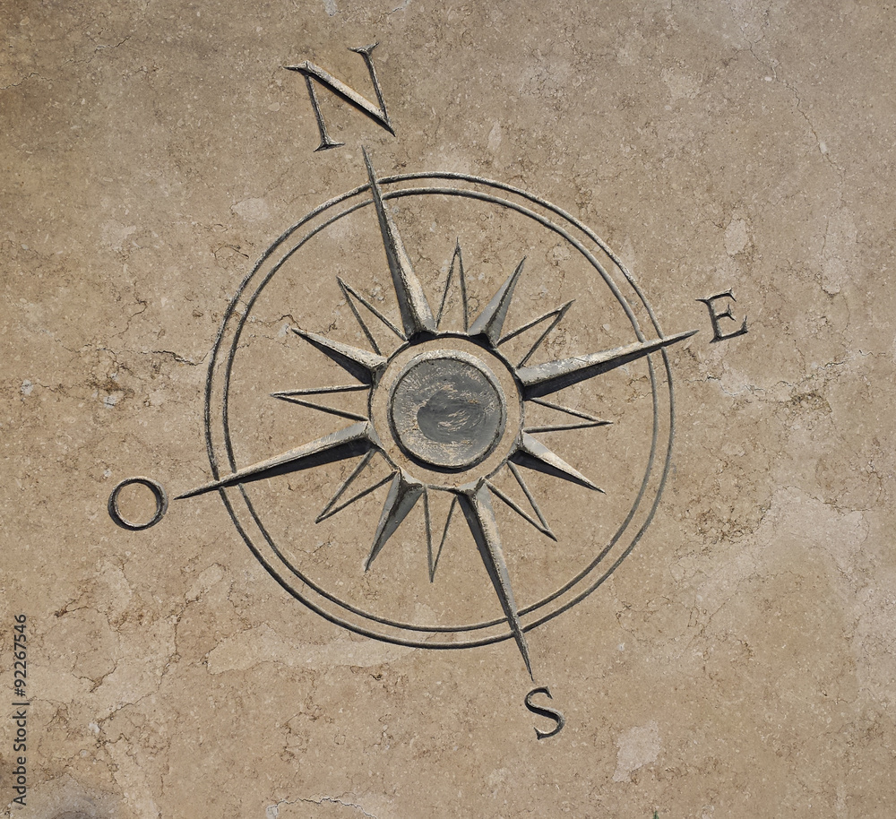 Compass carved in stone