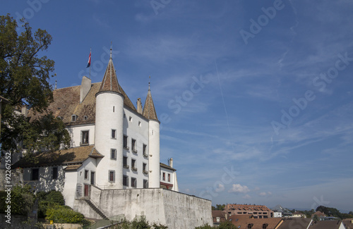 Fairytale white castle at Nyon in Switzerland