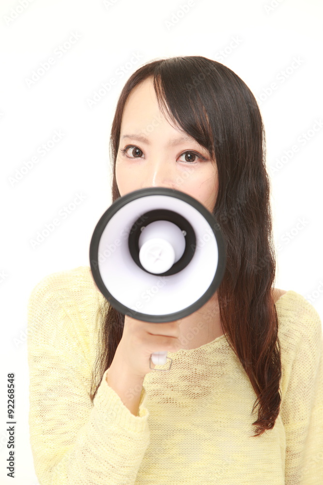 Fototapeta premium woman with megaphone