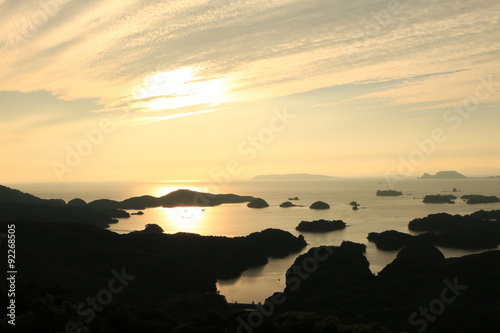 展海望からの九十九島の夕陽