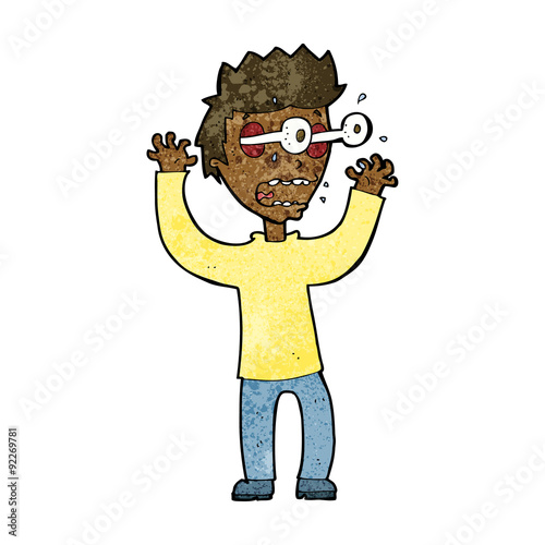 cartoon terrified man