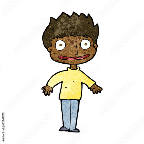 cartoon excited boy