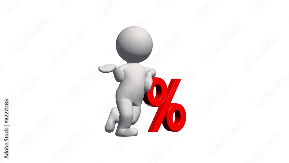 3d People with percent sign - isolated on white background 3d People with percent sign - isolated on white background