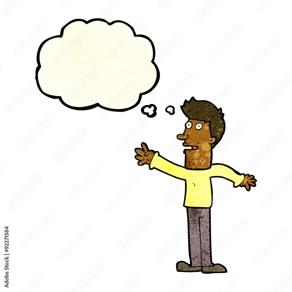 cartoon man reaching with thought bubble cartoon man reaching with thought bubble