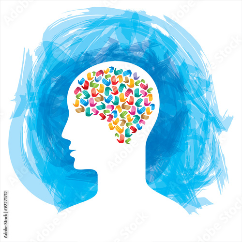 Man thinking many question. brain idea