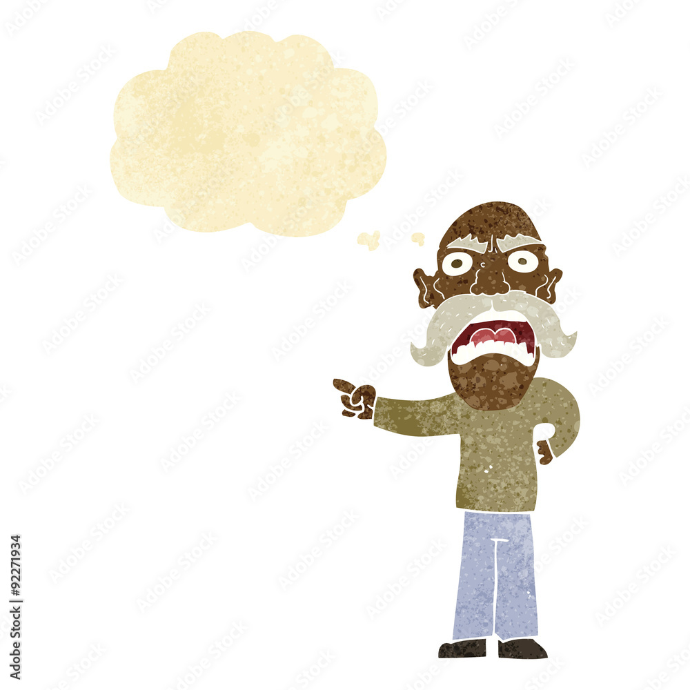 cartoon angry old man with thought bubble cartoon angry old man with thought bubble
