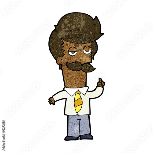 cartoon mna with mustache explaining