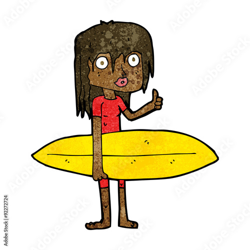 cartoon surfer girl
