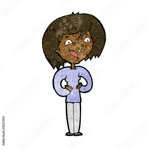 cartoon excited woman