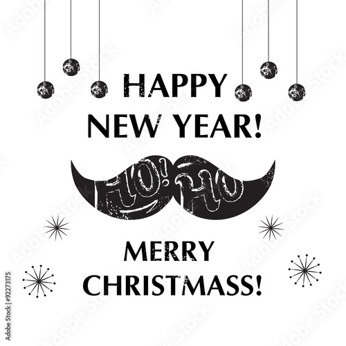 Santa's Moustache. Christmas and New year funny card design.  