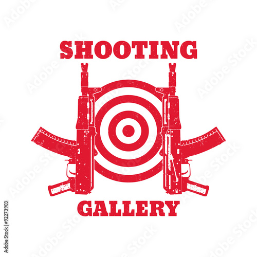 logo, emblem with automatic guns, shooting gallery, vector illustration