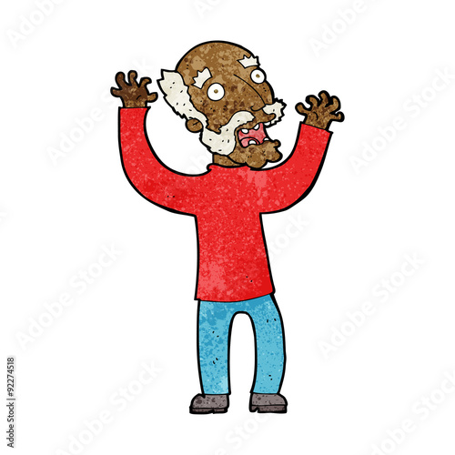 cartoon terrified old man