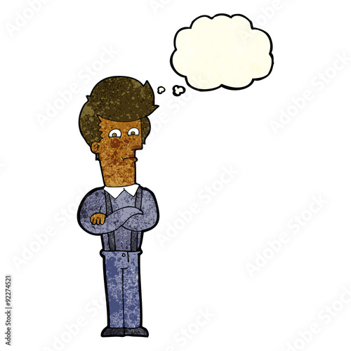 cartoon annoyed man with thought bubble