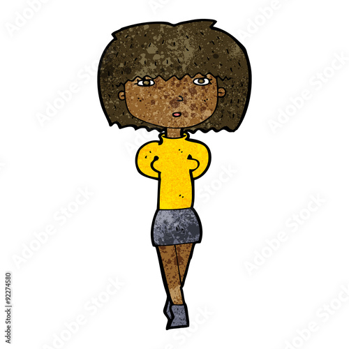 cartoon shy woman