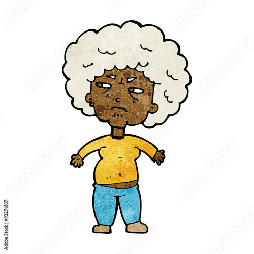 cartoon annoyed old woman