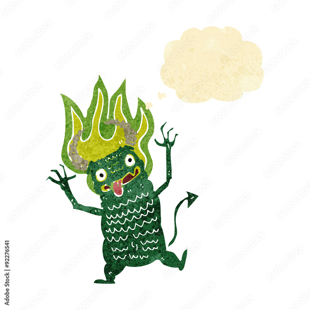 Obraz premium cartoon demon with thought bubble