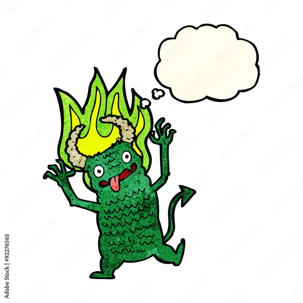 cartoon demon with thought bubble cartoon demon with thought bubble