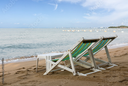 Beach chair on the beach in pattaya