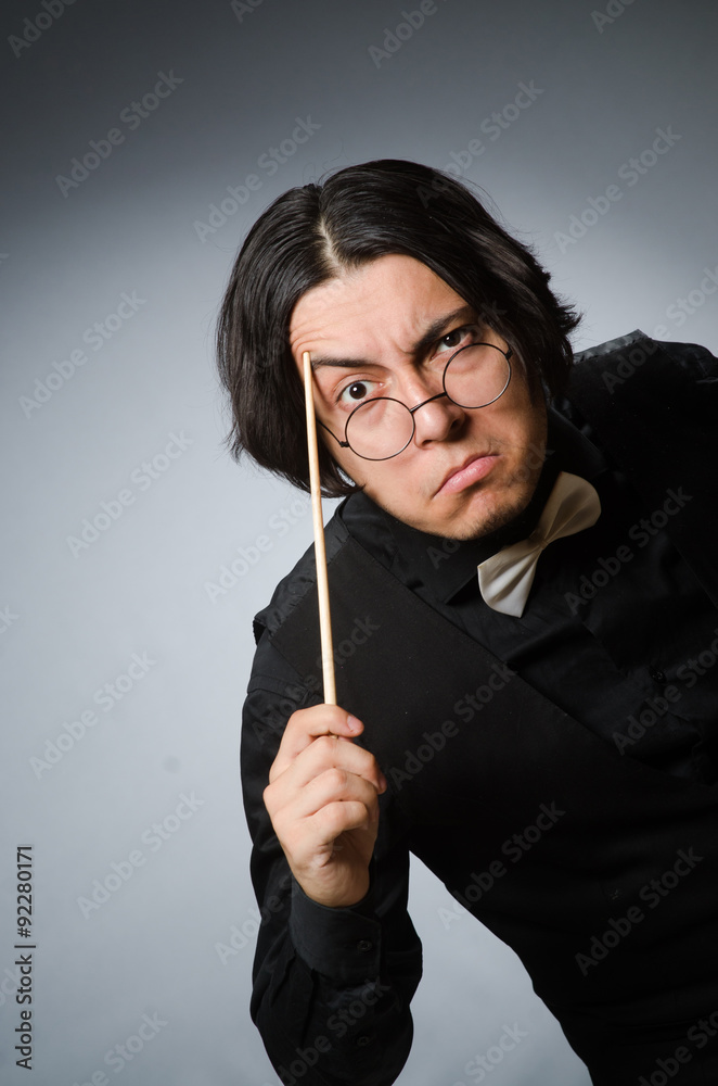 Funny conductor in musical concept Funny conductor in musical concept